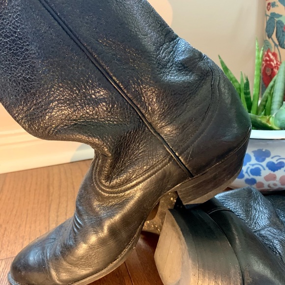 Larry Mahan Cowboy Western Boot Black Leather Sz 10.5E ElPaso Texas Handcrafted - Picture 5 of 14